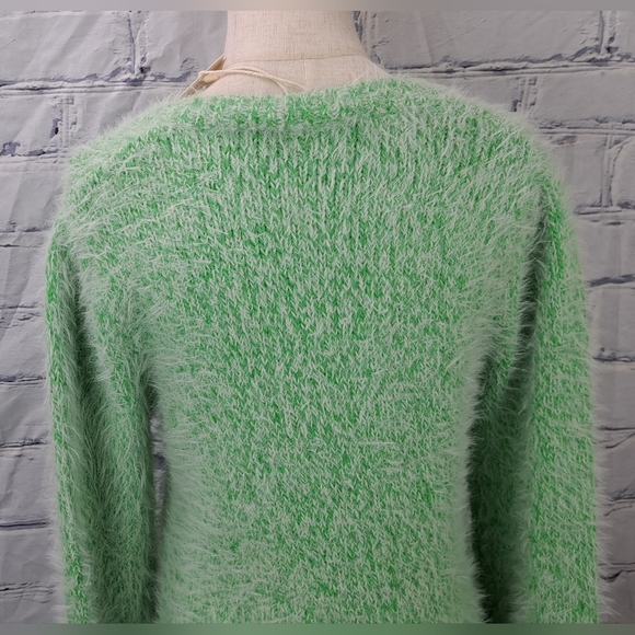 NWT Garcia Jeans Womens Green Fuzzy Sweater Mohair Like Acrylic Wool Nylon Small - Picture 7 of 16